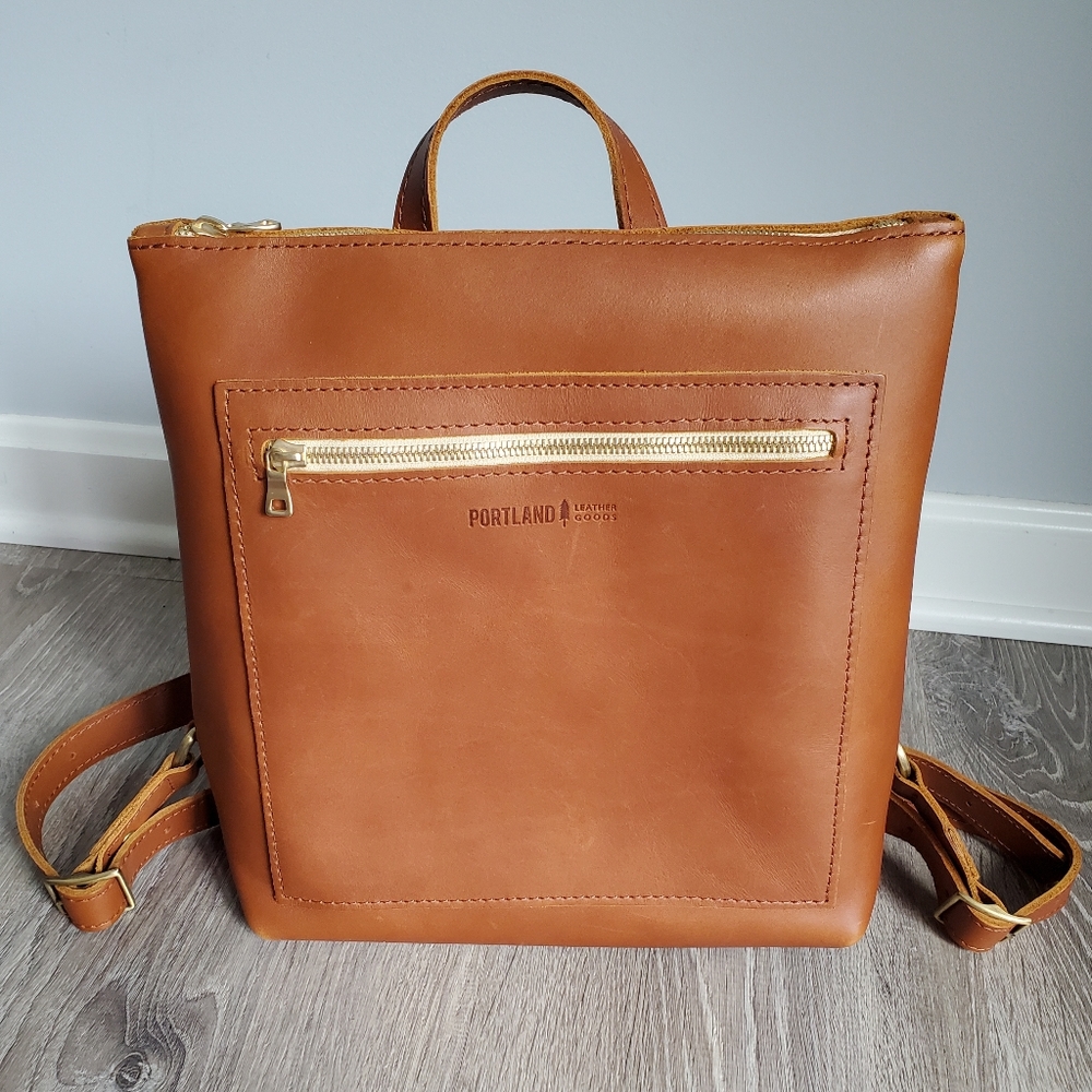 Portland Leather Goods Tote Backpack in Honey